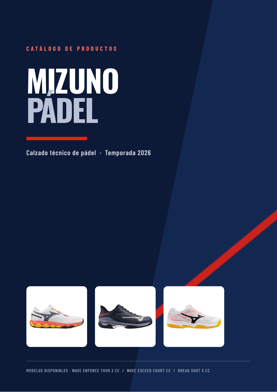 Portada del catálogo Mizuno Pádel 2026